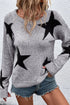 Relaxed Fit Star Print Crew Neck Knit Pullover Sweater