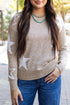 Relaxed Fit Star Print Crew Neck Knit Pullover Sweater