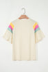 Relaxed Fit Stitched Sleeve V Neck Jersey Tee