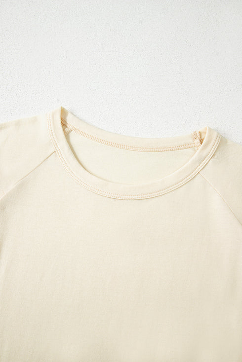Relaxed Fit Stitched Sleeve V Neck Jersey Tee