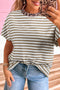 Relaxed Fit Stripe And Leopard Patchwork Cotton Tee