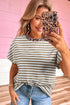 Relaxed Fit Stripe And Leopard Patchwork Cotton Tee