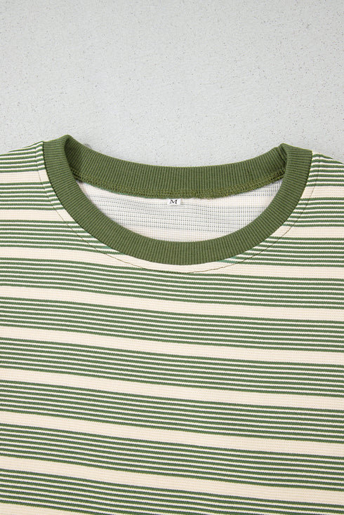 Relaxed Fit Stripe Print Batwing Sleeve Jersey Top