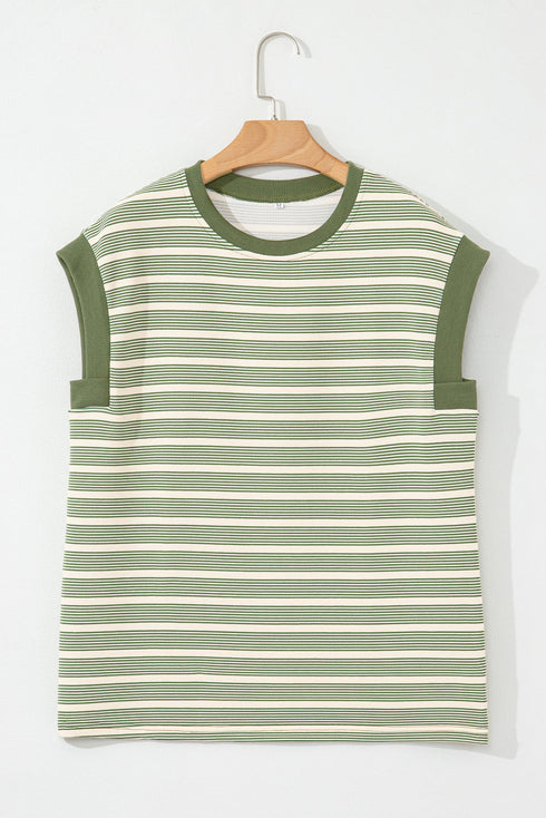 Relaxed Fit Stripe Print Batwing Sleeve Jersey Top