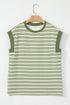 Relaxed Fit Stripe Print Batwing Sleeve Jersey Top