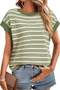 Relaxed Fit Stripe Print Batwing Sleeve Jersey Top