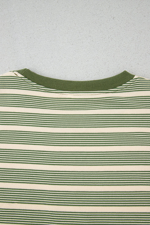 Relaxed Fit Stripe Print Batwing Sleeve Jersey Top