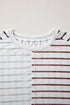Relaxed Fit Striped Colorblock Three Quarter Sleeve Shirt