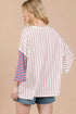 Relaxed Fit Striped Colorblock Three Quarter Sleeve Shirt