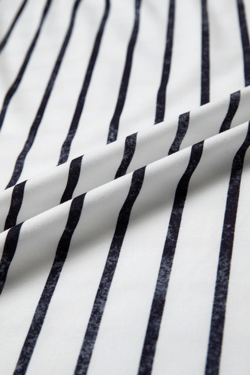 Relaxed Fit Striped Colorblock Three Quarter Sleeve Shirt