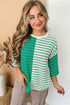 Relaxed Fit Striped Colorblock Three Quarter Sleeve Shirt