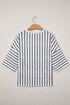 Relaxed Fit Striped Colorblock Three Quarter Sleeve Shirt