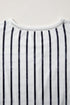 Relaxed Fit Striped Colorblock Three Quarter Sleeve Shirt