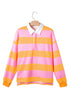 Relaxed Fit Striped Cotton Jersey Long Sleeve Rugby Shirt