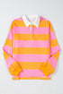 Relaxed Fit Striped Cotton Jersey Long Sleeve Rugby Shirt