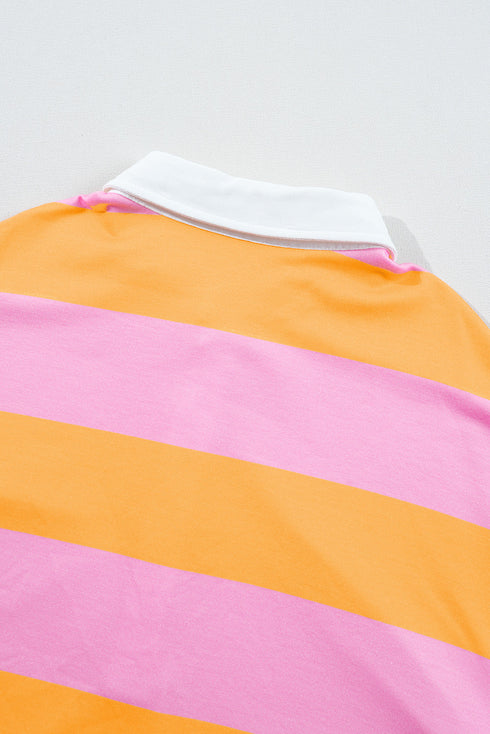 Relaxed Fit Striped Cotton Jersey Long Sleeve Rugby Shirt