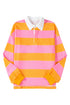 Relaxed Fit Striped Cotton Jersey Long Sleeve Rugby Shirt