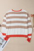 Relaxed Fit Striped Crew Neck Knit Pullover Sweater