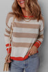 Relaxed Fit Striped Crew Neck Knit Pullover Sweater