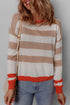 Relaxed Fit Striped Crew Neck Knit Pullover Sweater