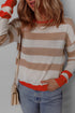 Relaxed Fit Striped Crew Neck Knit Pullover Sweater