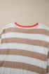 Relaxed Fit Striped Crew Neck Knit Pullover Sweater