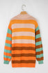 Relaxed Fit Striped Crew Neck Knit Sweater