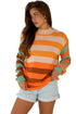 Relaxed Fit Striped Crew Neck Knit Sweater