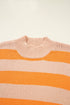 Relaxed Fit Striped Crew Neck Knit Sweater