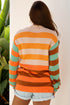Relaxed Fit Striped Crew Neck Knit Sweater