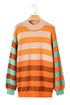Relaxed Fit Striped Crew Neck Knit Sweater