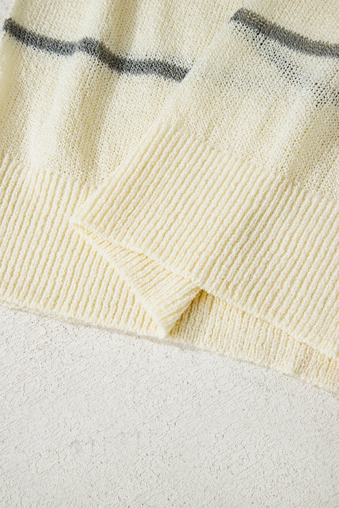 Relaxed Fit Striped Crew Neck Pullover Sweater
