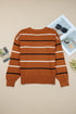 Relaxed Fit Striped Crew Neck Pullover Sweater