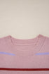Relaxed Fit Striped Crew Neck Pullover Sweater
