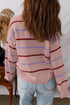 Relaxed Fit Striped Crew Neck Pullover Sweater