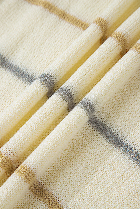Relaxed Fit Striped Crew Neck Pullover Sweater