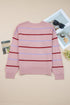 Relaxed Fit Striped Crew Neck Pullover Sweater