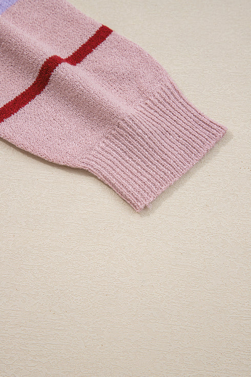 Relaxed Fit Striped Crew Neck Pullover Sweater