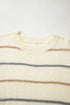 Relaxed Fit Striped Crew Neck Pullover Sweater