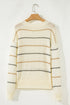 Relaxed Fit Striped Crew Neck Pullover Sweater