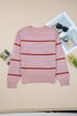 Relaxed Fit Striped Crew Neck Pullover Sweater