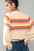 Relaxed Fit Striped Crew Neck Pullover Sweatshirt