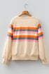 Relaxed Fit Striped Crew Neck Pullover Sweatshirt