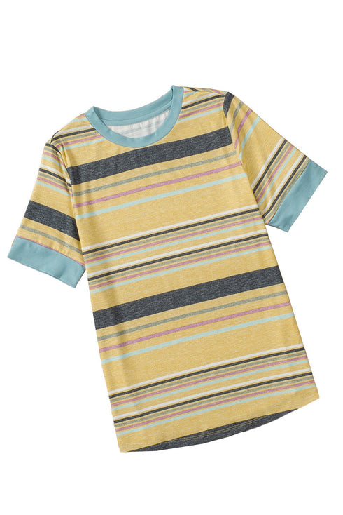 Relaxed Fit Striped Crew Neck Short Sleeve Top
