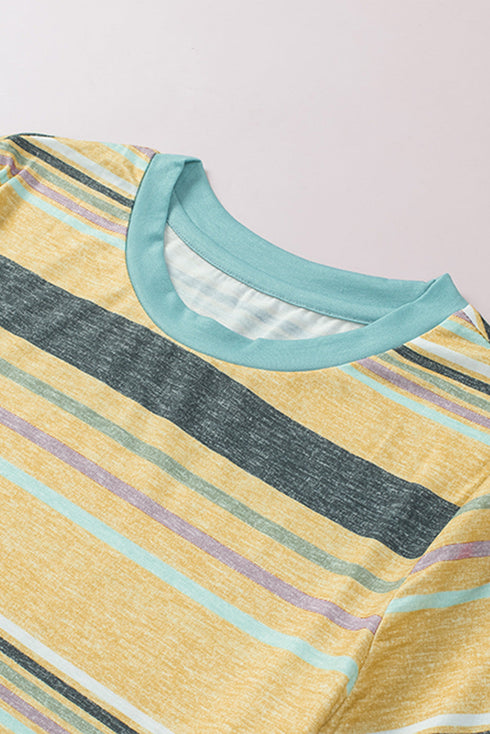 Relaxed Fit Striped Crew Neck Short Sleeve Top
