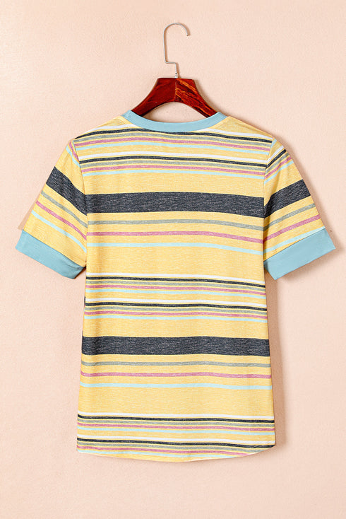 Relaxed Fit Striped Crew Neck Short Sleeve Top