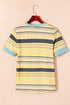 Relaxed Fit Striped Crew Neck Short Sleeve Top