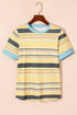 Relaxed Fit Striped Crew Neck Short Sleeve Top