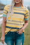 Relaxed Fit Striped Crew Neck Short Sleeve Top