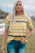 Relaxed Fit Striped Crew Neck Short Sleeve Top